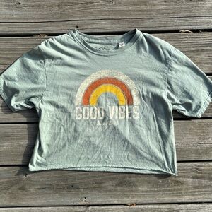 Blue 84 Green‎ Crop Top with Rainbow Design